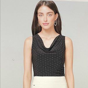 COPY - WHBM Black with Silver Dots Blouse Size Medium